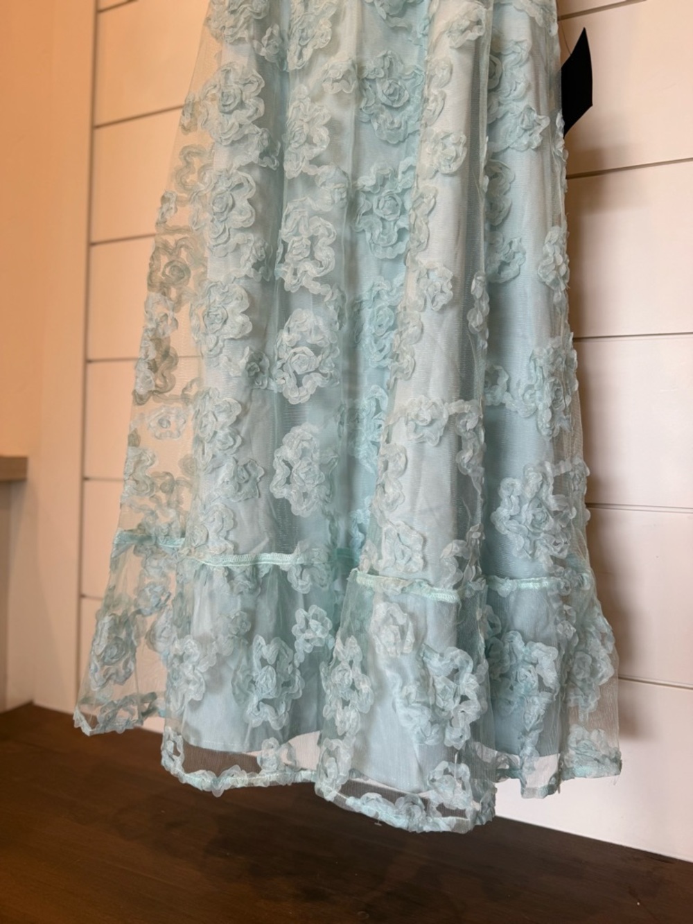NWT Lulus Notable Elegance Mint Mesh Floral Applique Bustier Midi Dress Large - Picture 8 of 10